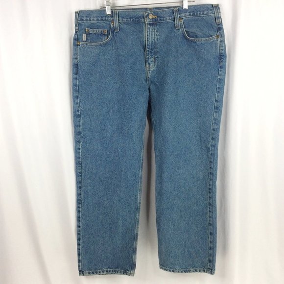 Carhart Jeans Mens Size 42x30 Traditional Fit Straight Leg Heavy Duty Denim - Picture 1 of 6